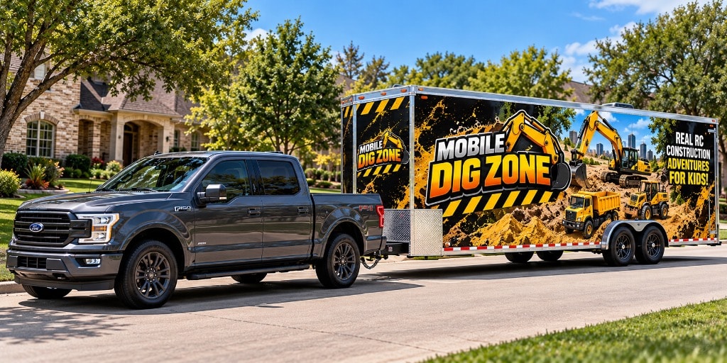 Mobile Dig Zone trailer arriving at a home