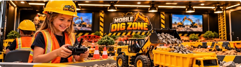 Mobile Dig Zone self-contained trailer interior